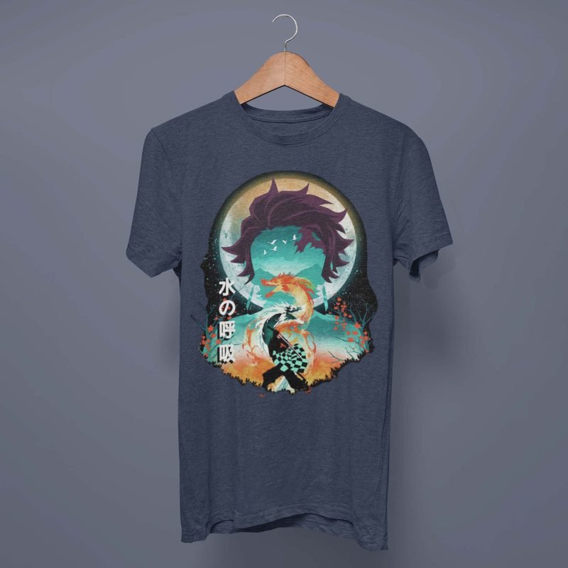 Sun and Water Breathing navy Demon Slayer Anime T-Shirts