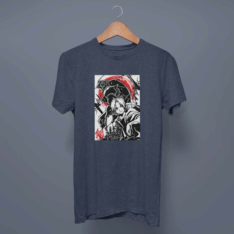 Elric Brothers Fullmetal Alchemist Anime Navy T-Shirt