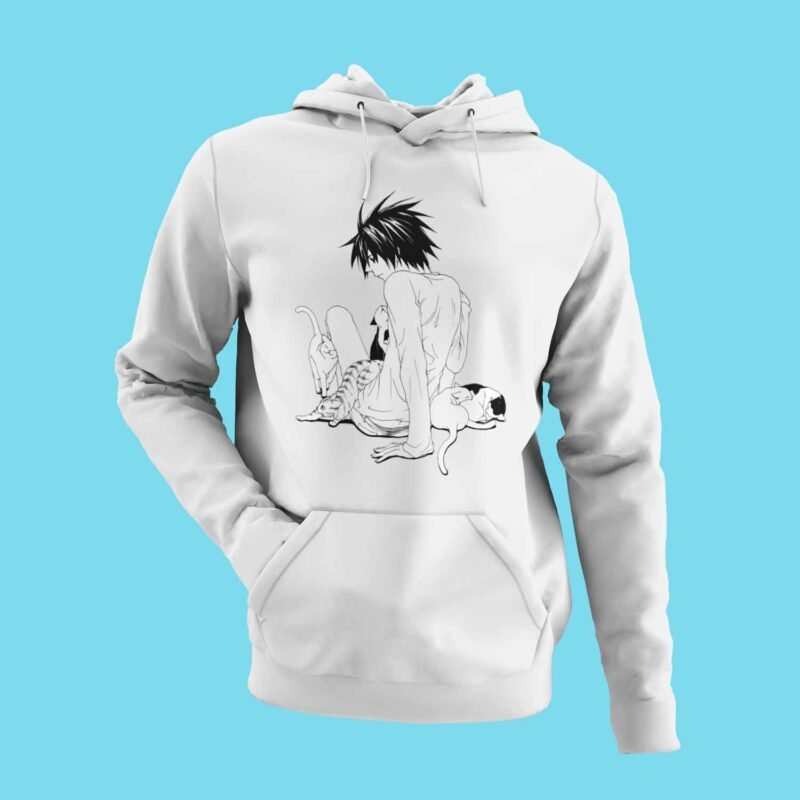 L Lawliet Death Note Anime White Hoodie
