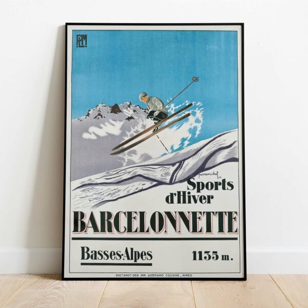 Barcelonnette France Ski Travel Vintage Posters