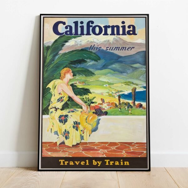 California this Summer Travel by train Vintage Travel Poster