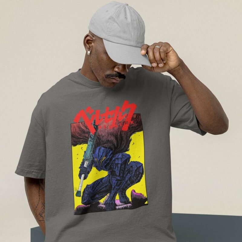 Cool Berserk Guts Dragon Slayer Graphic Charcaol T-Shirt