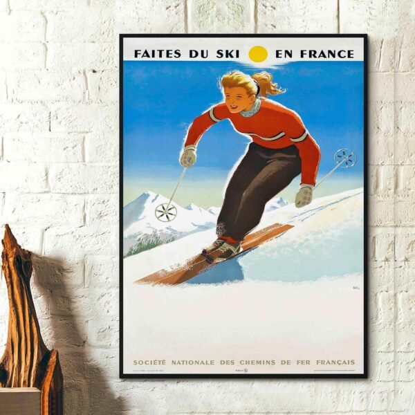 Faites Du Ski En France (1950) Vintage Travel poster by Abel Travle Poster