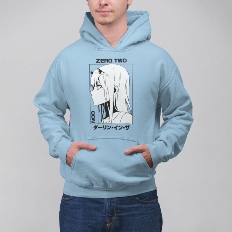 darling in the Franxx Zero Two Anime Light Blue Hoodie