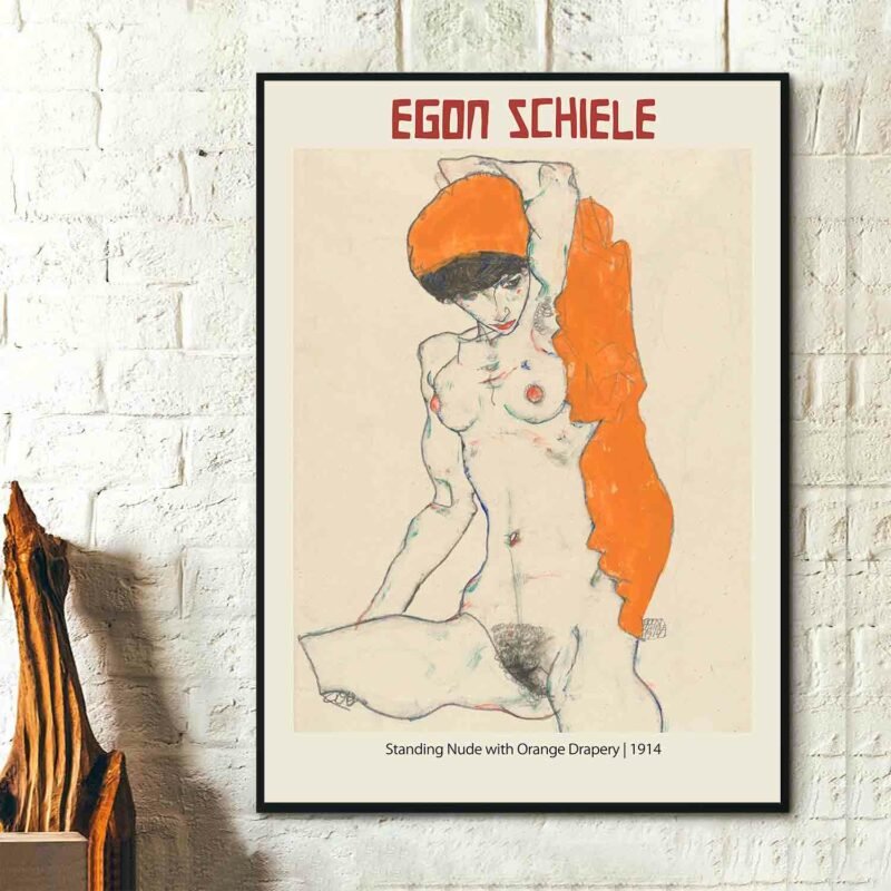 Standing Nude with Orange Drapery 1914 Poster