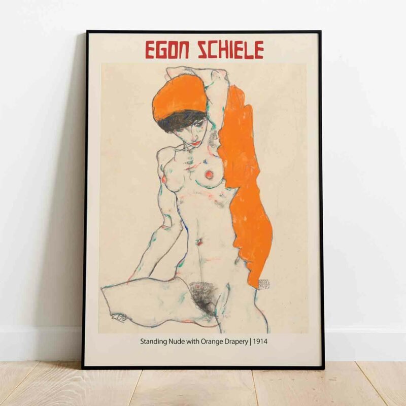 Standing Nude with Orange Drapery 1914 Painting