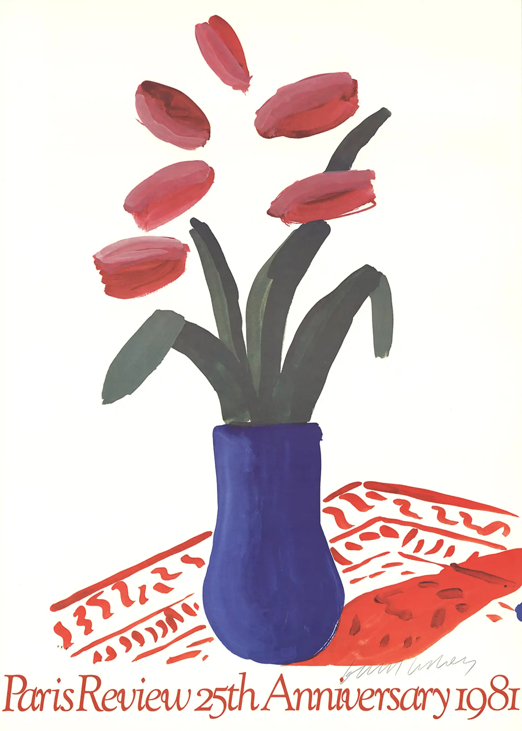 David Hockney Paris Review 25th Anniversary 1981 Poster | Abstract Floral Art Print