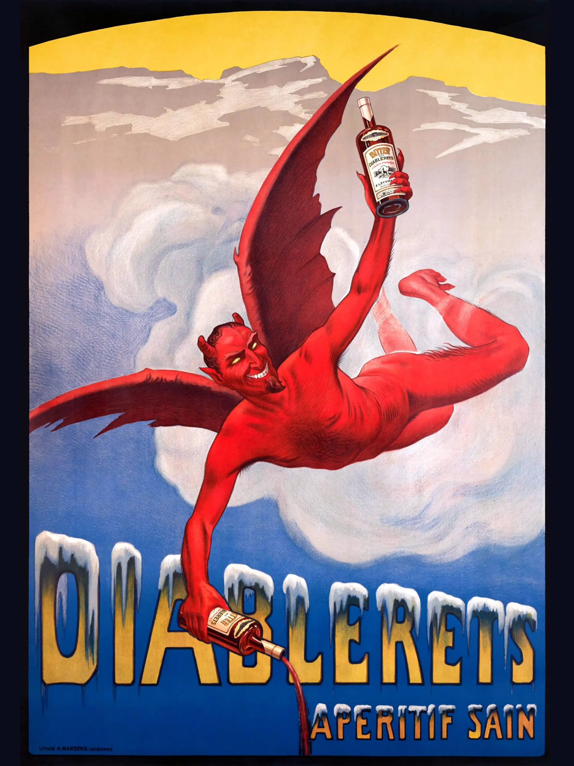 Vintage 1928 Diablerets Aperitif Sain Poster | Classic Swiss Alcohol Ad Art Print