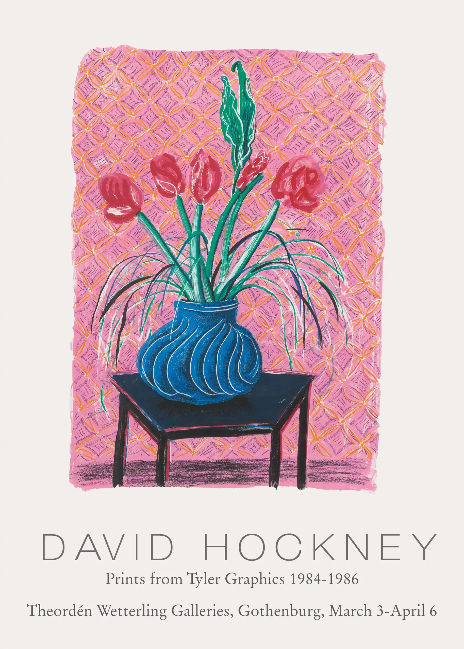 David Hockney Prints 1984-1986 Exhibition Poster | Still Life in Blue Vase