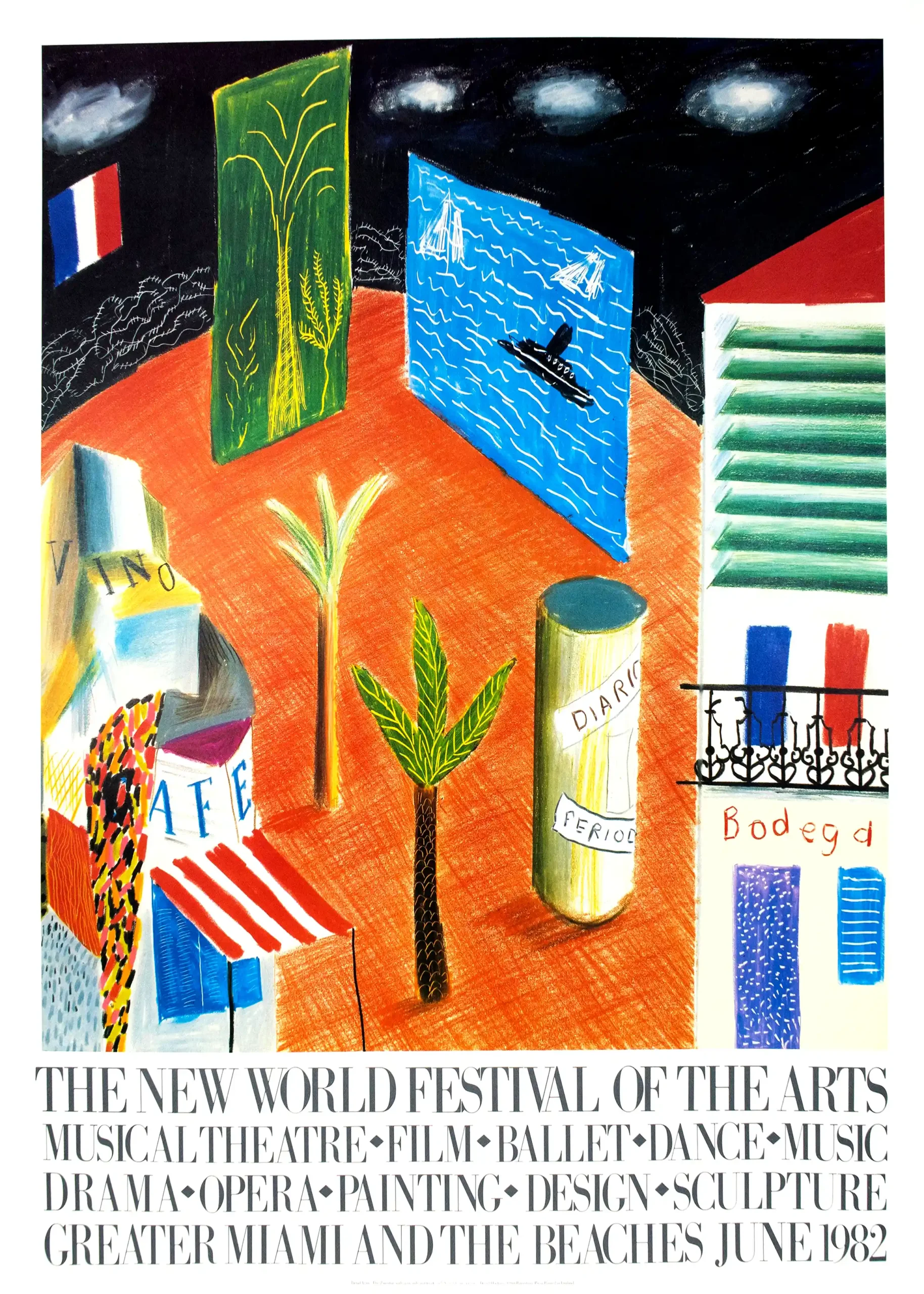 Vibrant New World Festival of the Arts Poster | Miami 1982 Graphic Design Print