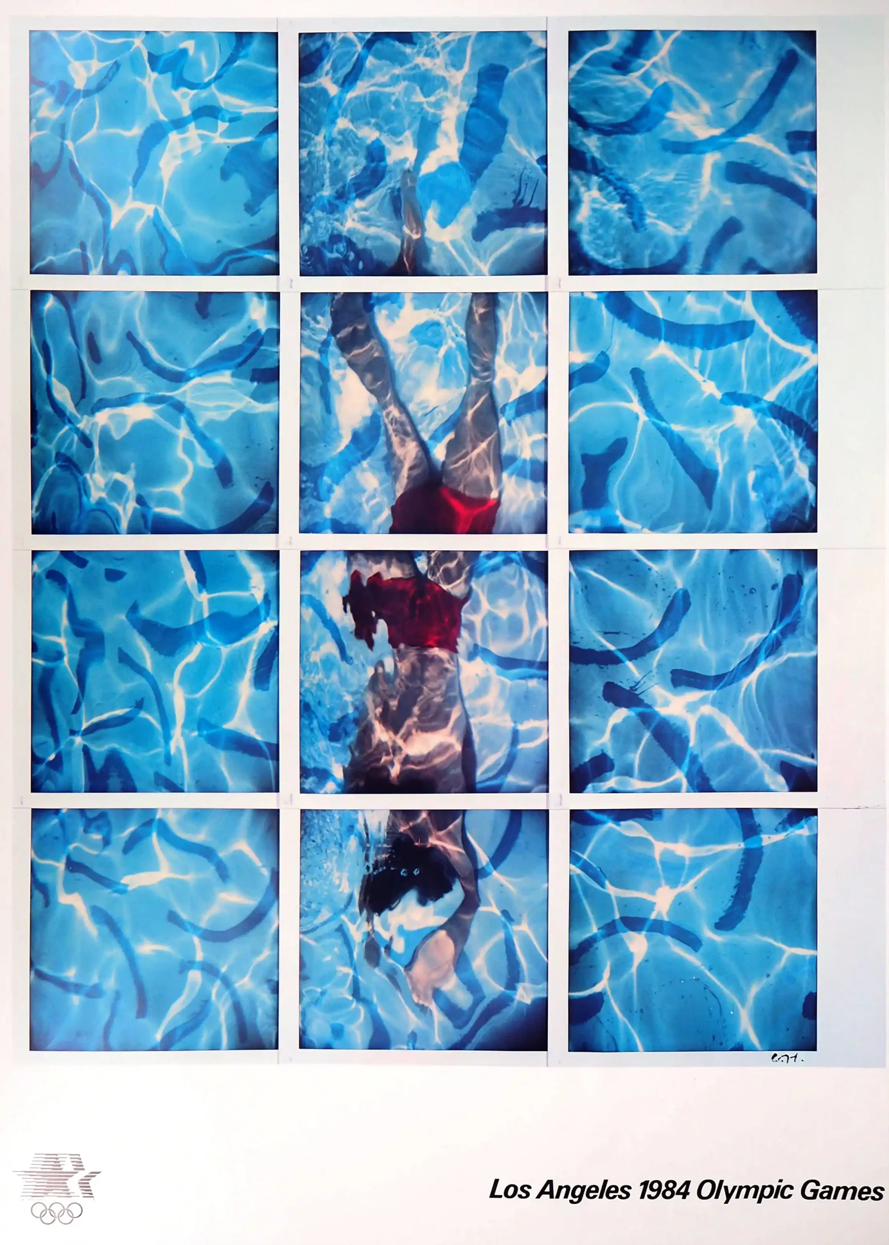 Los Angeles 1984 Olympics Swimmer Poster | Hockney-Style Photo Grid Art