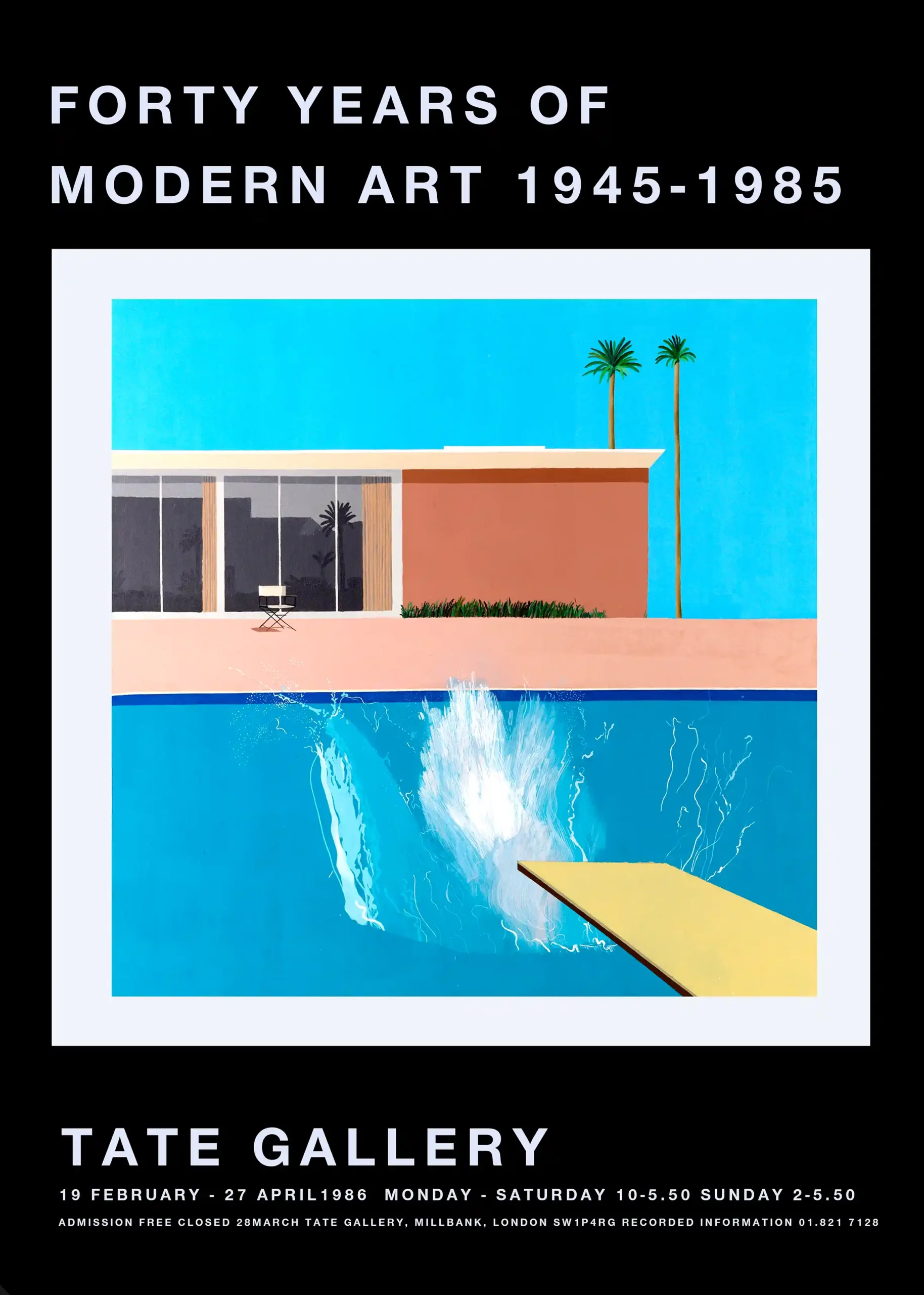 David Hockney A Bigger Splash Poster | Tate Gallery Modern Art Exhibition 1986