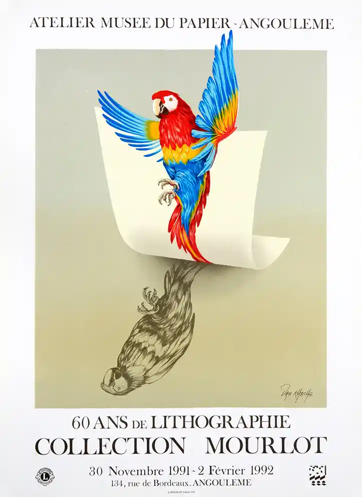 Dan Van Khache Macaw Parrot Poster | 60 Ans de Lithographie Collection Mourlot (1991)