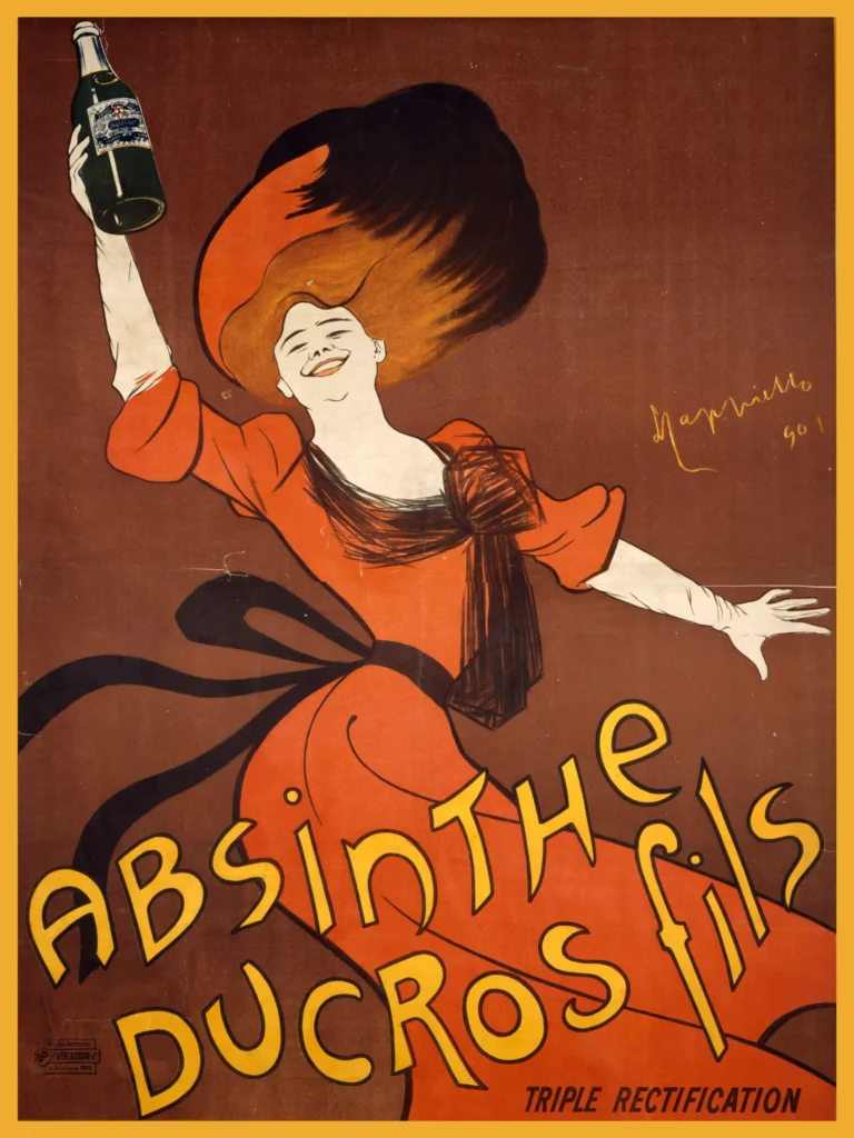 Absinthe Ducros Fils — this 1901 Leonetto Cappiello illustration features a woman in a vibrant
