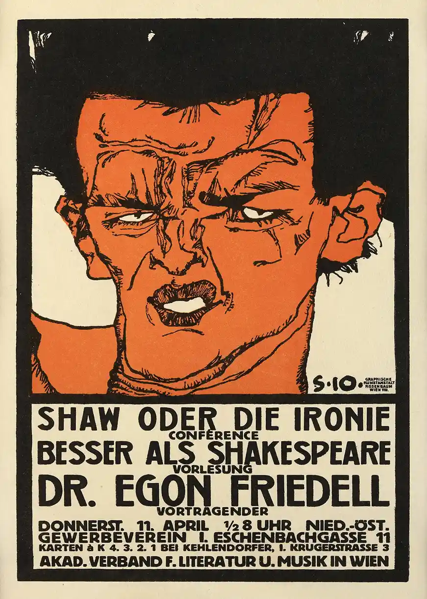 Egon Friedell 'Shaw oder Shakespeare' Lecture Poster (1910) - Austrian Expressionist Art Print