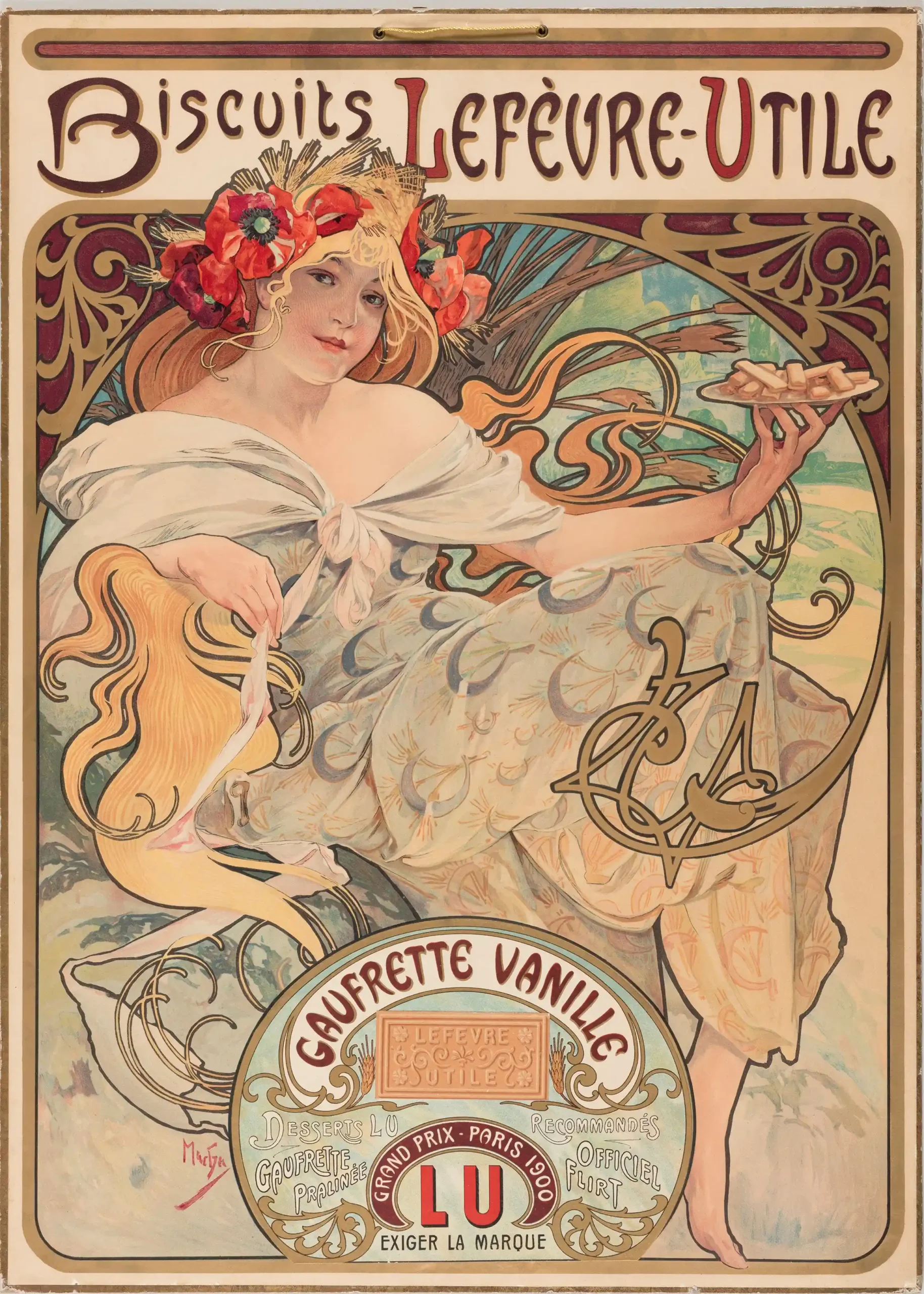 Art Nouveau LU Biscuits 'Gaufrette Vanille' Poster (1900) - Vintage French Advertising