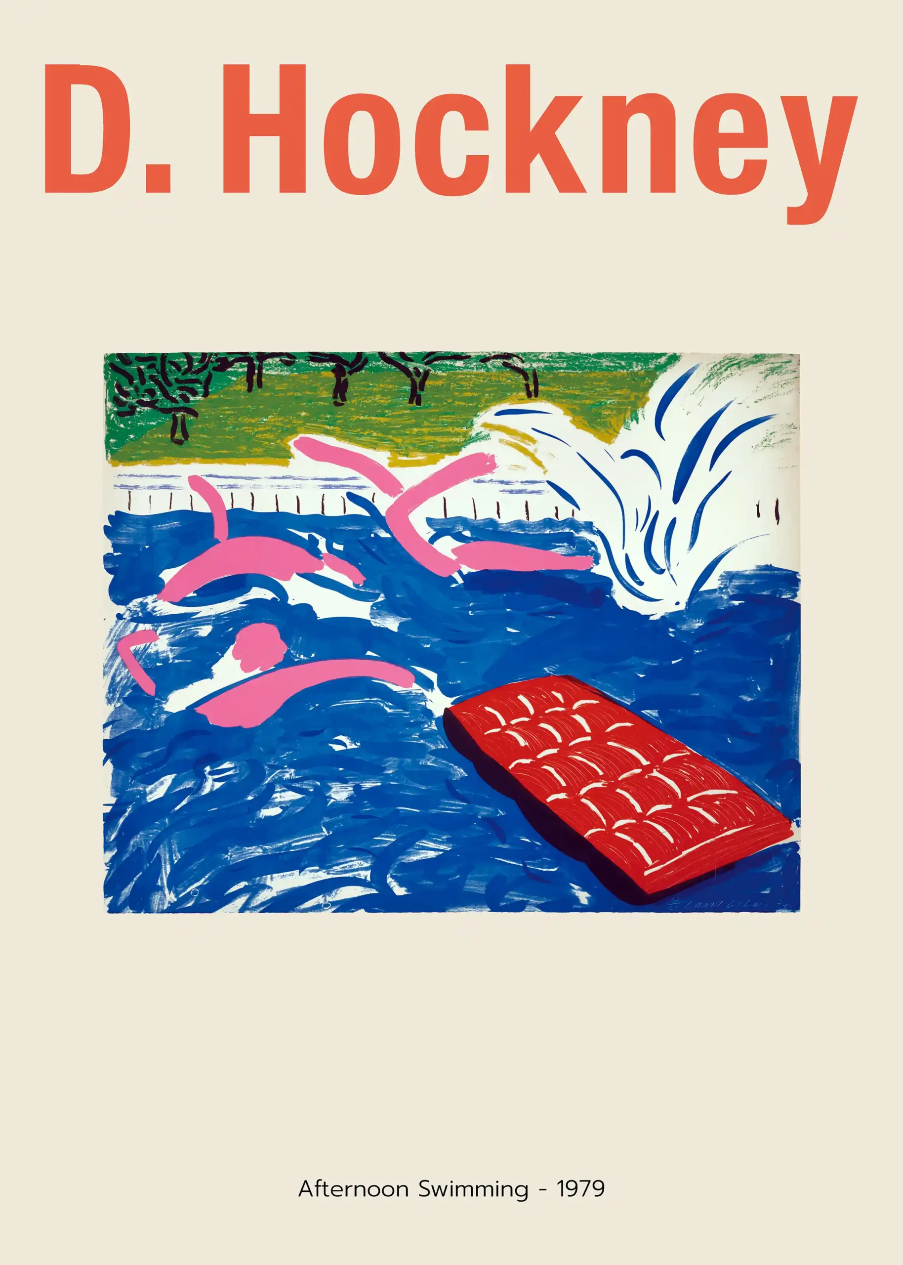 David Hockney Poster | Afternoon Swimming (1979) Abstract Pool Art Print