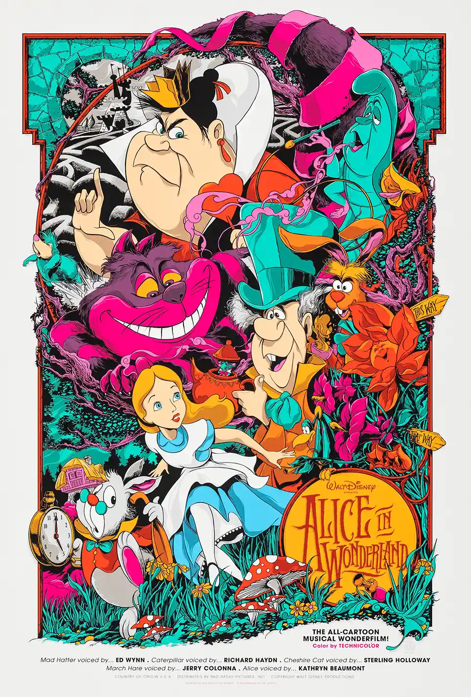 Disney Alice in Wonderland Ken Taylor Mondo Art Poster | Vibrant Psychedelic Movie Print