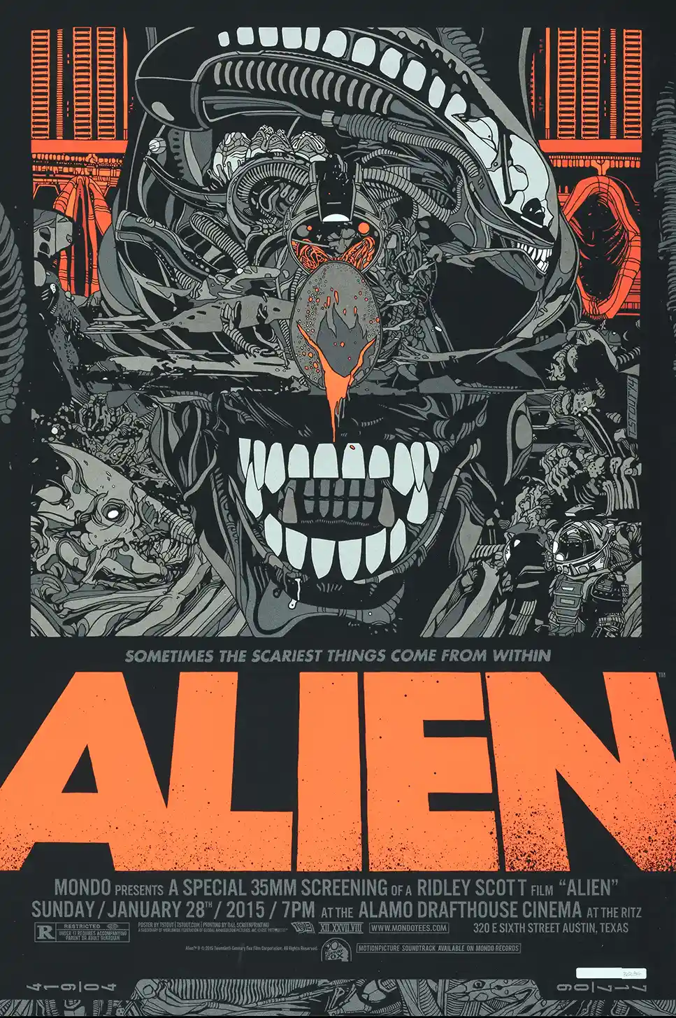 Alien Mondo Poster by Tyler Stout - Sci-Fi Horror Xenomorph Art Print
