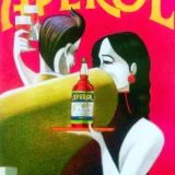 Aperol Vintage Italian Advertising Poster, Pink and Yellow Art Print