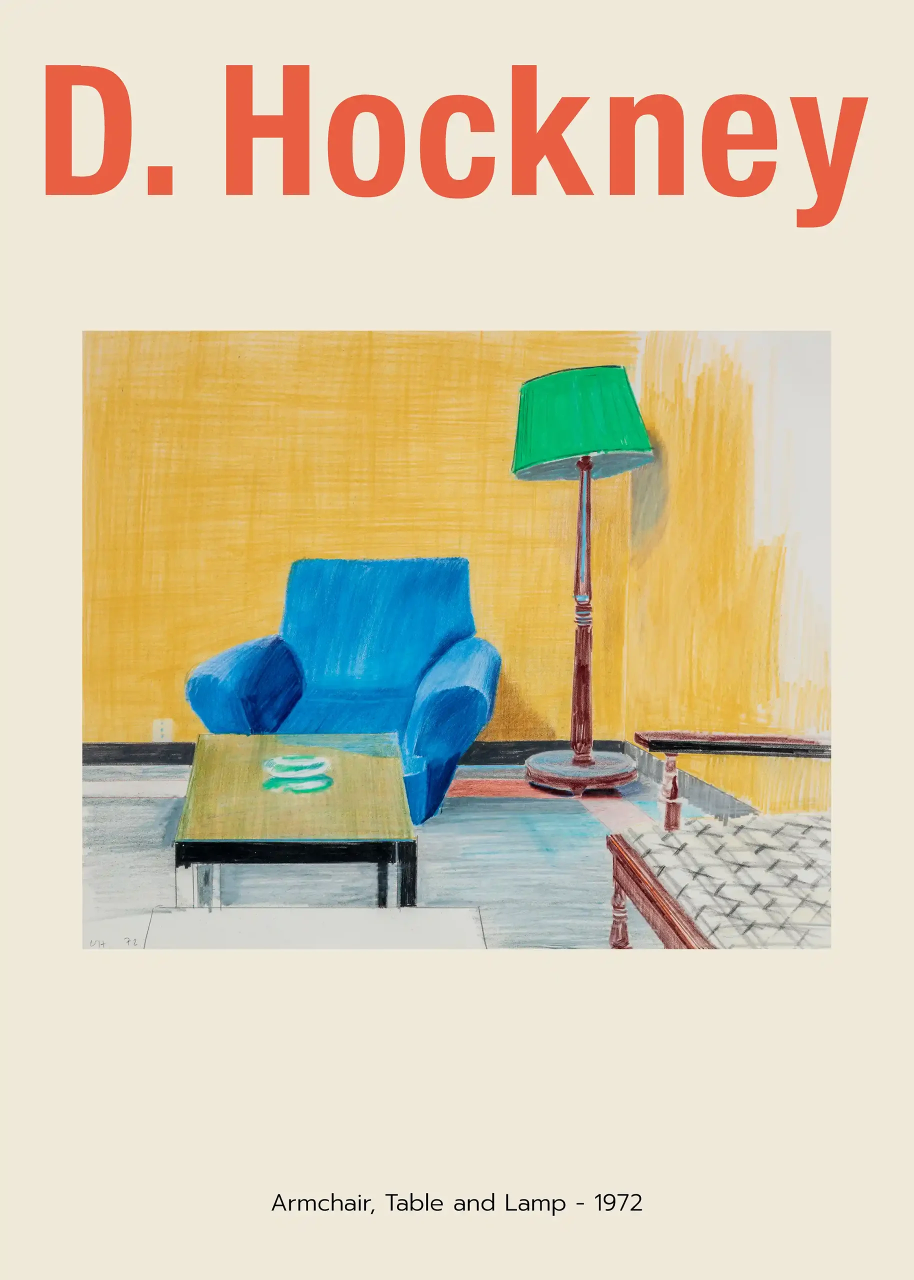 David Hockney 'Armchair, Table and Lamp' (1972) Pop Art Exhibition Poster