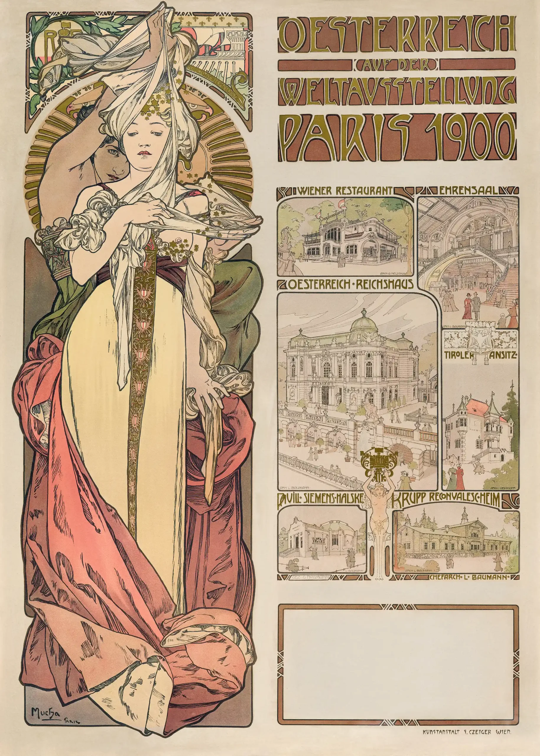 Alphonse Mucha: Austria at the Paris 1900 World Exhibition Art Nouveau Poster
