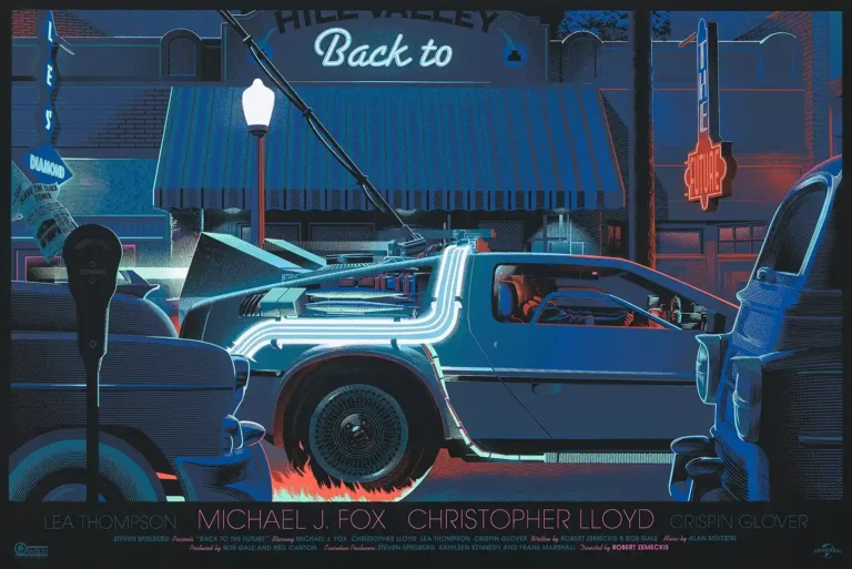 Back to the Future DeLorean Art Print Movie Poster - Laurent Durieux Mondo Sci-Fi