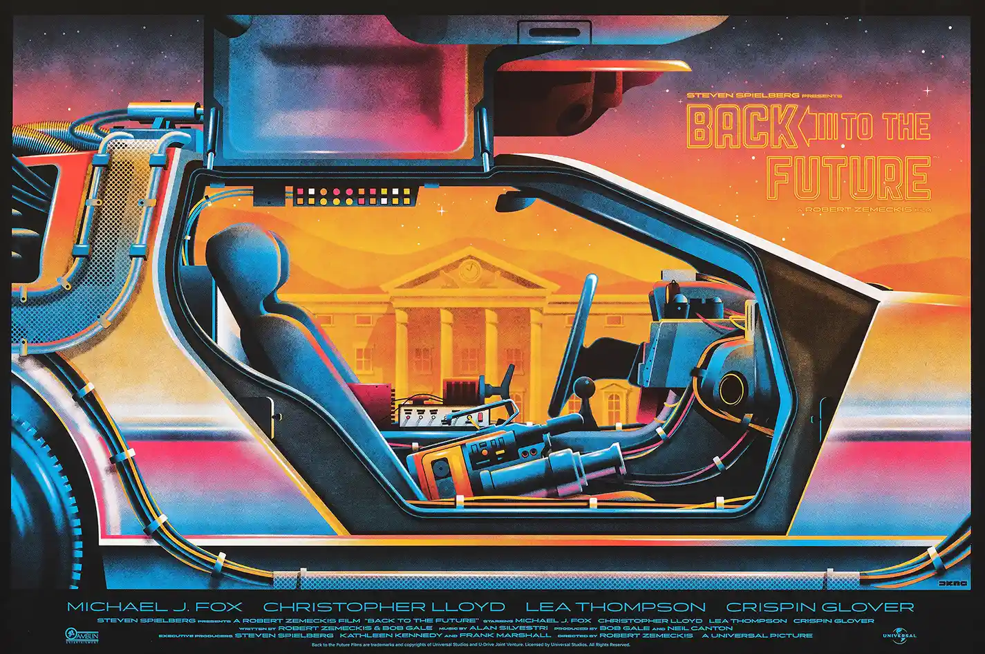 Back to the Future DKNG DeLorean Time Machine Art Poster | Retro Movie Print