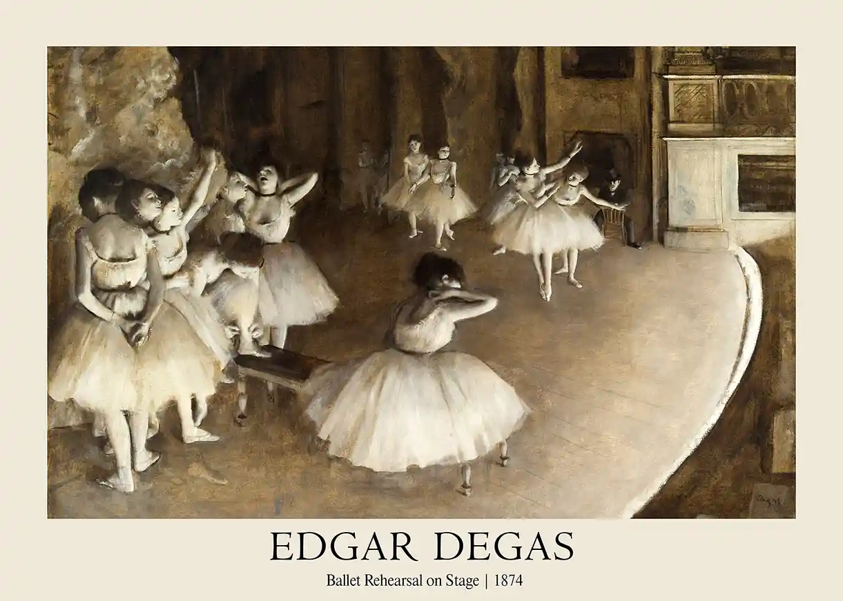 Edgar Degas Ballet Rehearsal on Stage (1874) Poster - Impressionist Ballerina Print