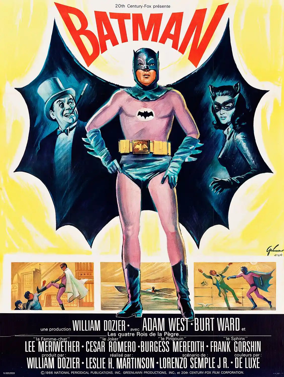 Batman (1966 Film) Movie Poster – French Poster: Vintage Superhero Wall Art Print