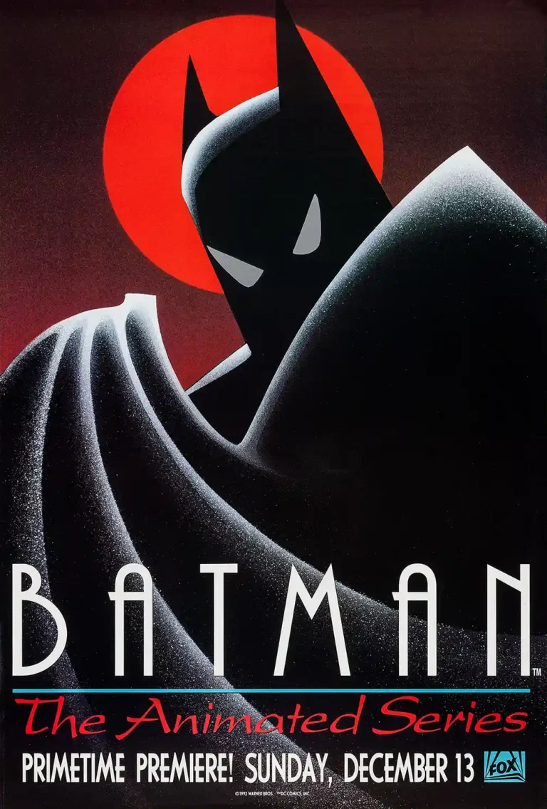 Batman the Animated Series — dramatic art print featuring the silhouette of Batman against a bold