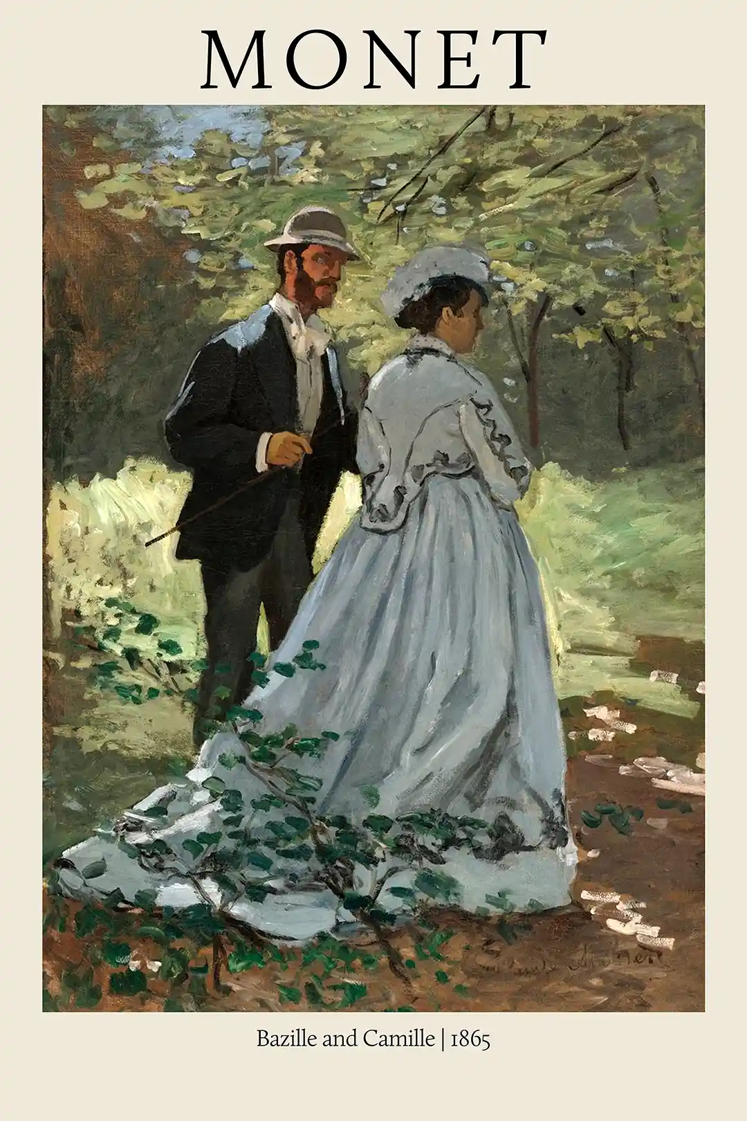Claude Monet 'Bazille and Camille' (The Walk) 1865 Impressionist Masterpiece Poster Print