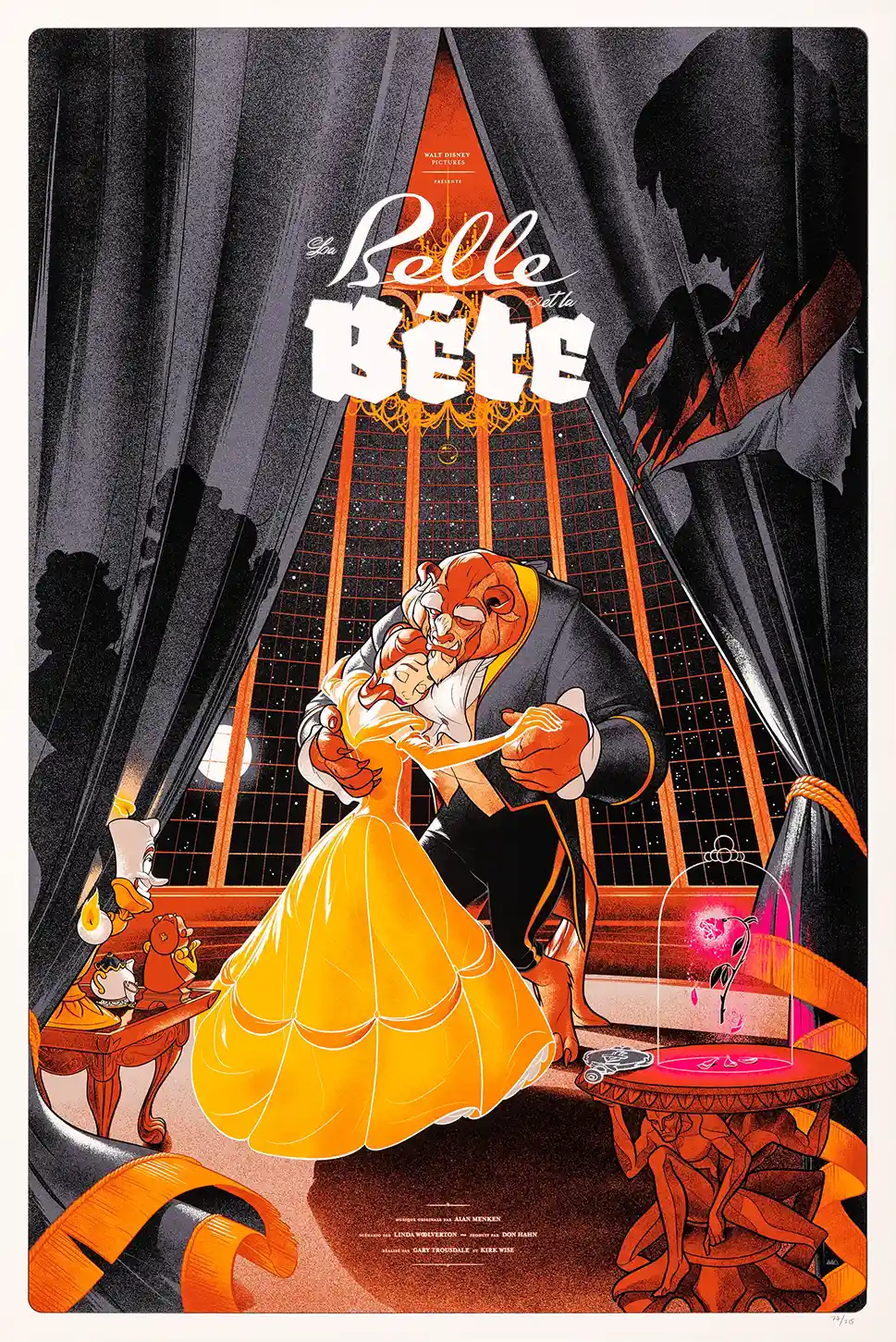 Disney's Beauty and the Beast Mondo Poster by Martin Ansin (Iconic Ballroom Scene)