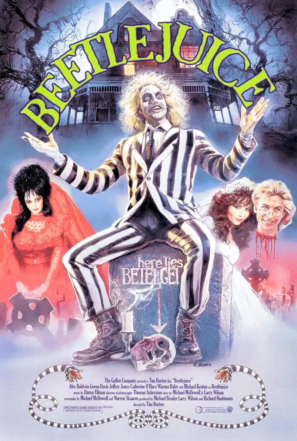 Enzo Sciotti's Beetlejuice Poster - The Ghost with the Most - Tim Burton Movie Art