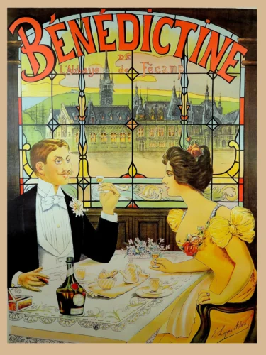Benedictine Liqueur Art Nouveau French Advertisement Vintage Poster