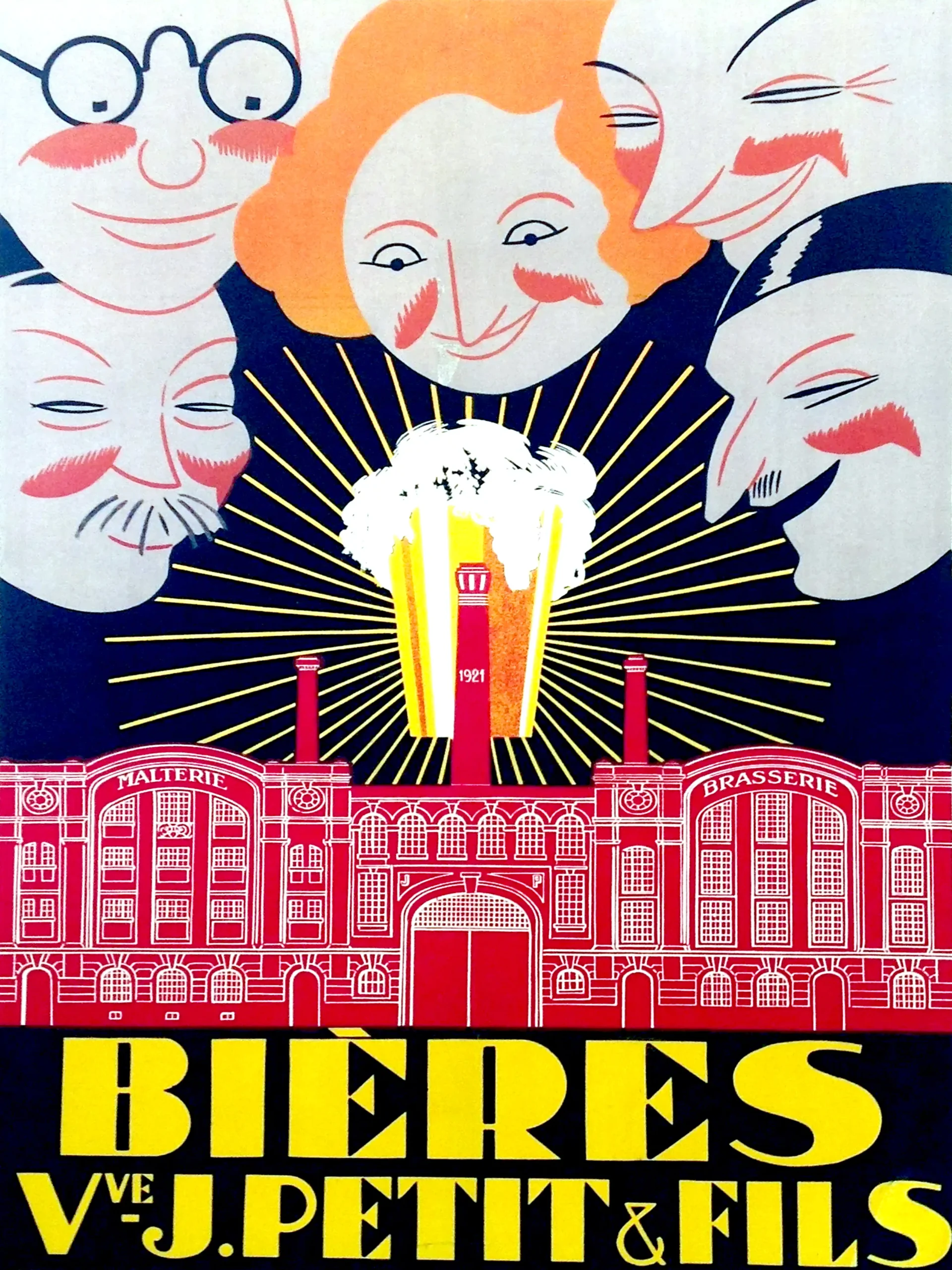 Vintage 1921 French Bières Vve J. Petit & Fils Poster | Art Deco Beer Ad