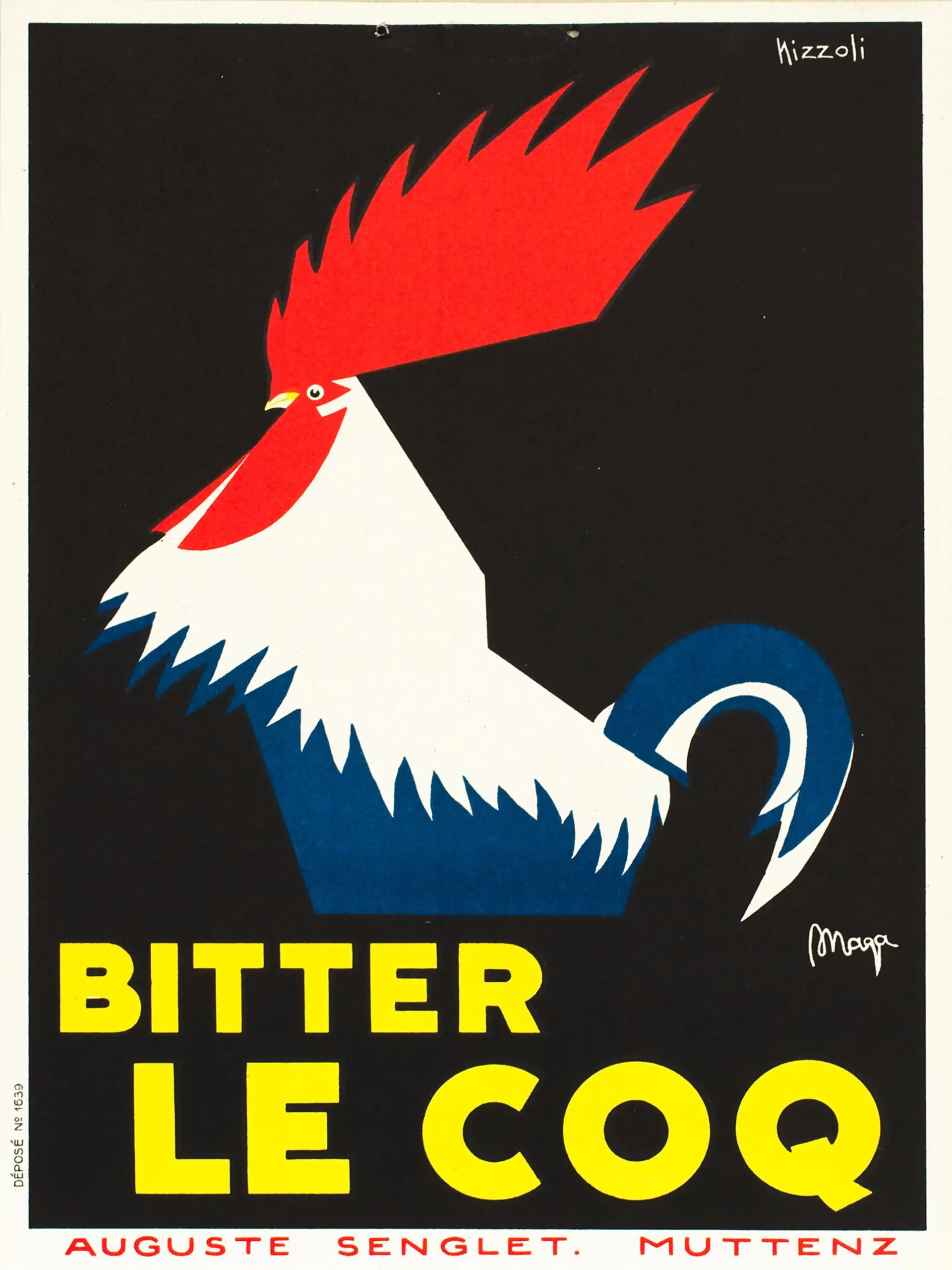 Bitter Le Coq Vintage Art Poster (Nizzoli 1930s) | Bold French Beverage Advertisement