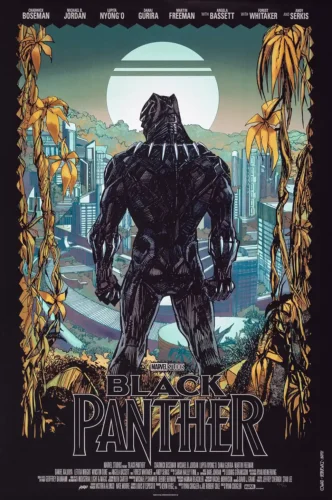 Black Panther Wakanda Skyline Denys Cowan Mondo Movie Poster