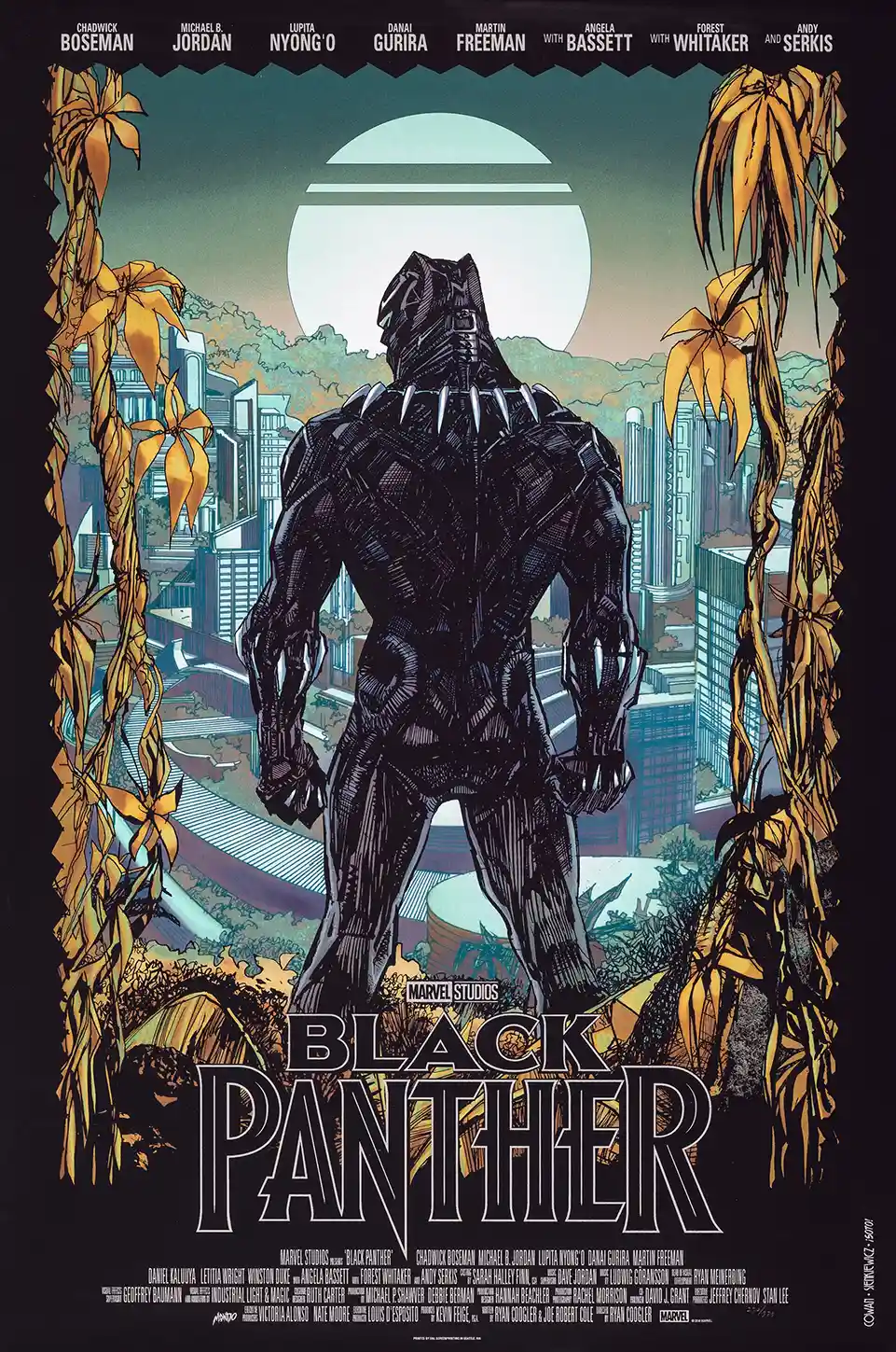 Black Panther Denys Cowan Mondo Art Poster | T'Challa Over Wakanda Marvel MCU