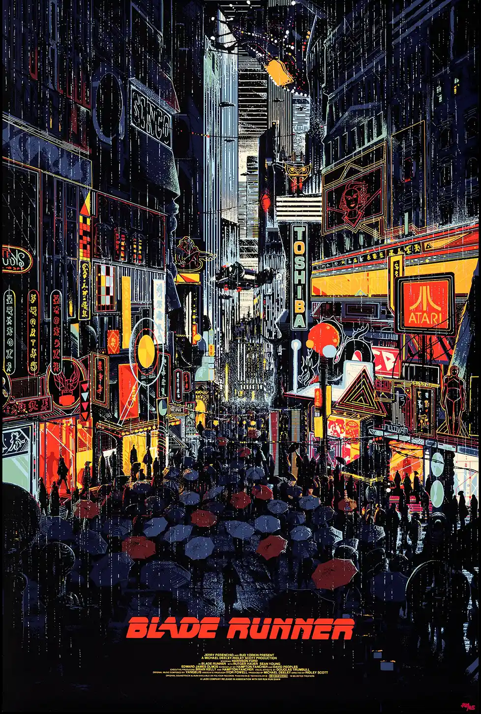 Blade Runner (1982) Mondo Poster by Kilian Eng | Cyberpunk Neon City Art Print