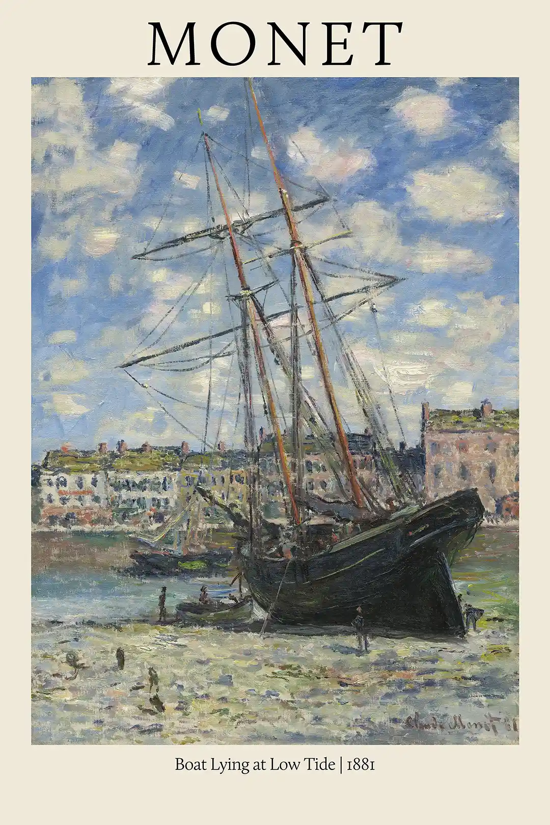 Claude Monet Boat Lying at Low Tide 1881 Poster - Impressionist Seascape Art Print