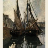 Claude Monet Boats 1868, Impressionist Harbor Art Print