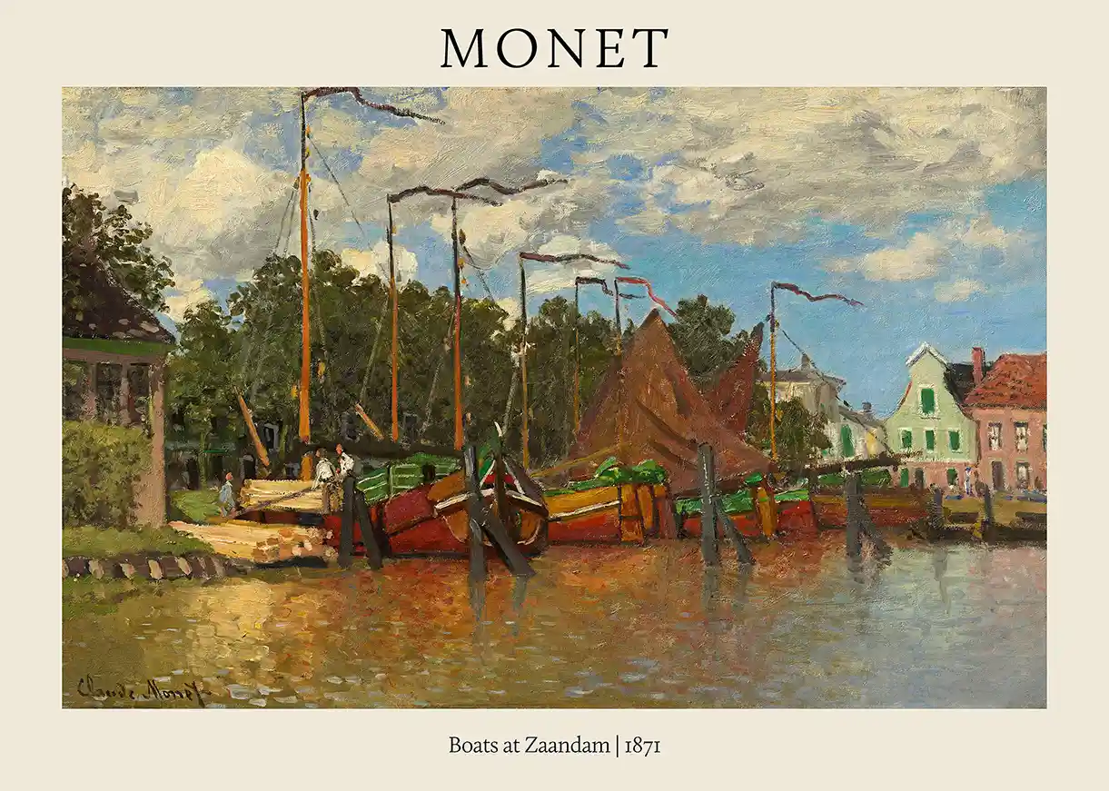 Monet's Boats at Zaandam (1871) Dutch Landscape Impressionist Art Print