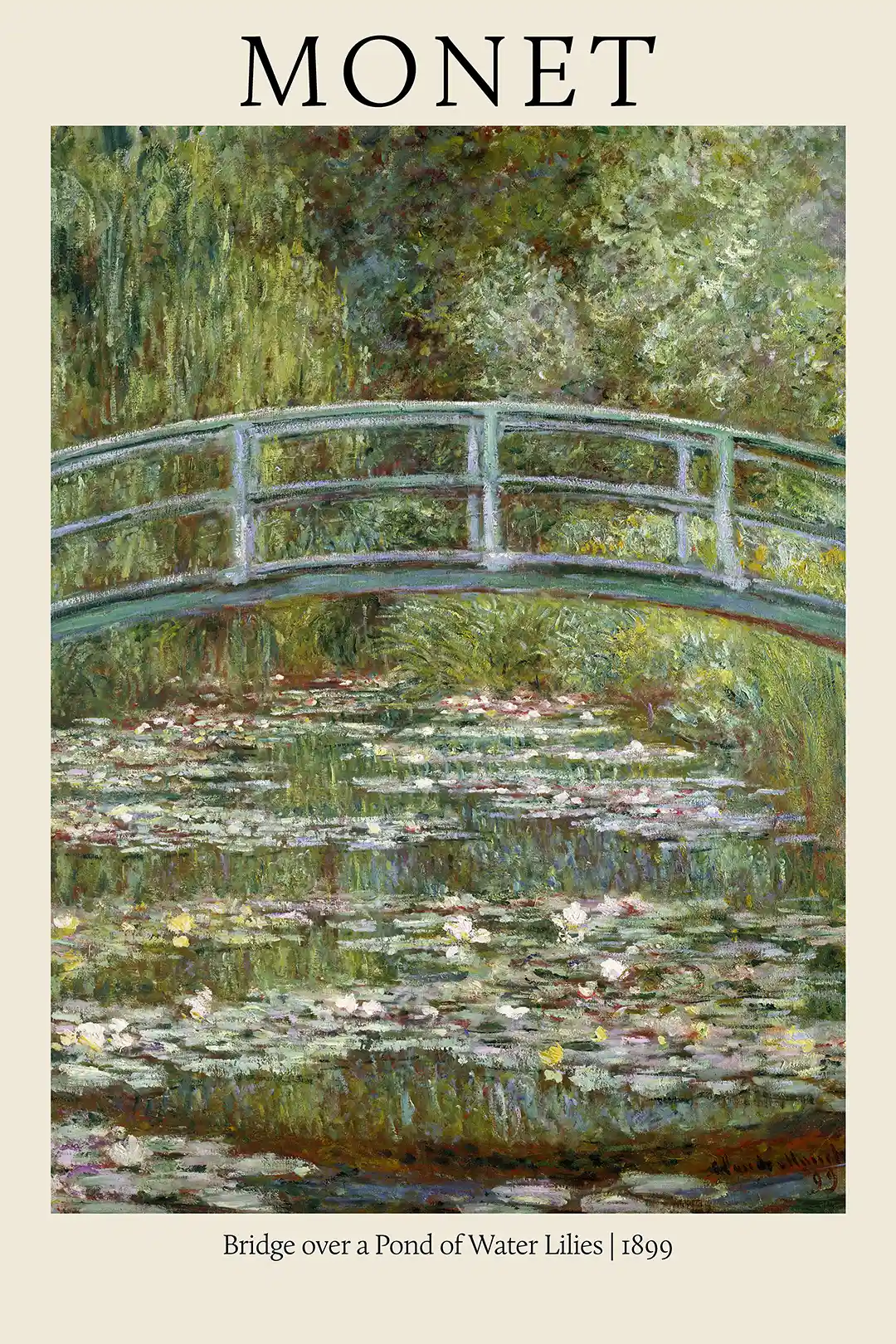 Claude Monet 'Bridge over a Pond of Water Lilies' Poster - Impressionist Art Print