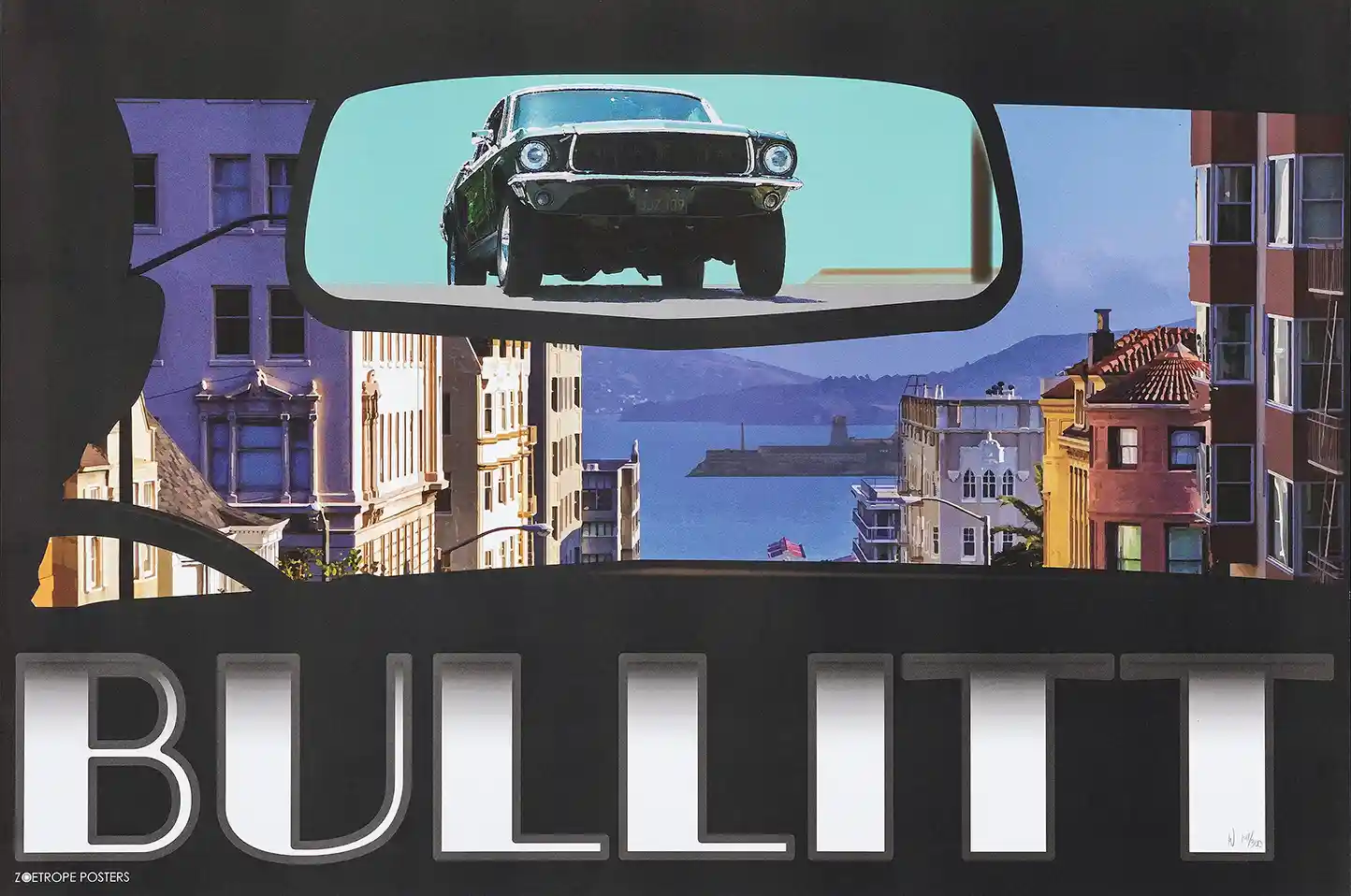 Bullitt Movie Poster - Henry Villegas Art Print | Iconic Mustang Fastback Car Chase Scene