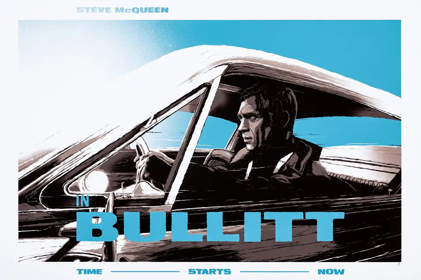 Steve McQueen in Bullitt Poster - Grzegorz Domaradzki Art Print