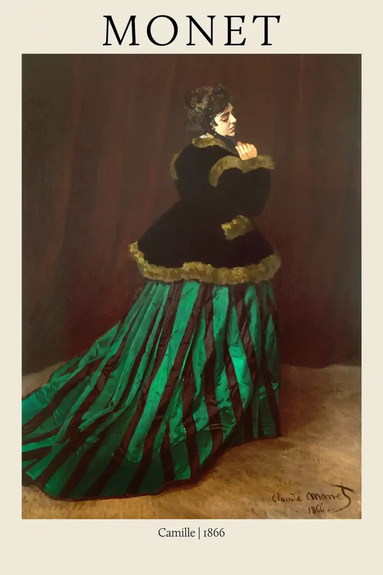 Claude Monet Camille Woman — fine art print of Claude Monet’s 1866 masterpiece Camille, featuring a