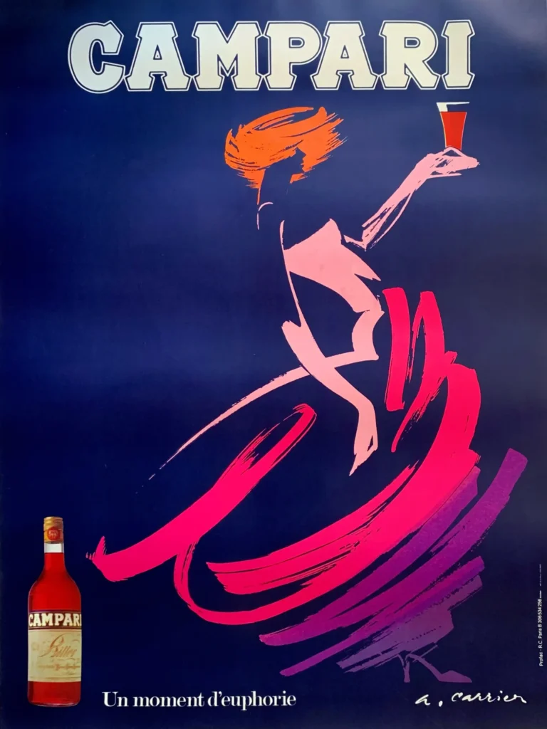 Campari Un Moment D'euphorie Advertising — vibrant abstract French advertisement for Campari featuring expressive