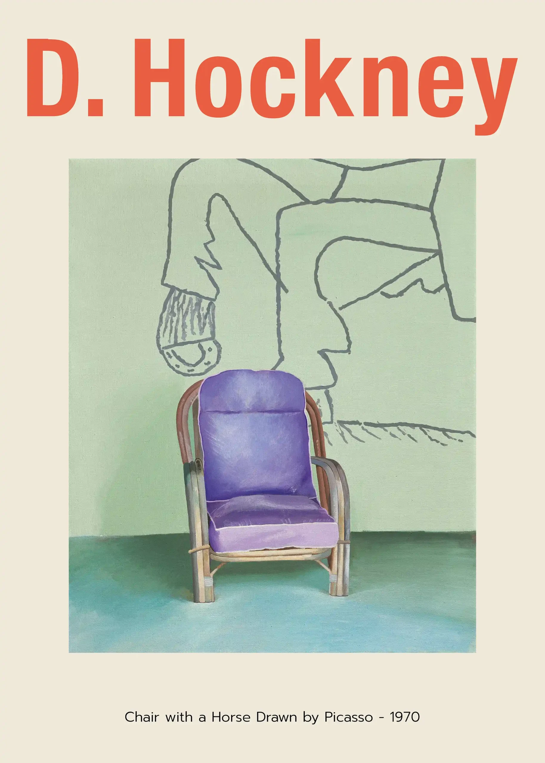 David Hockney "Chair with a Horse Drawn by Picasso" (1970) Modern Art Poster