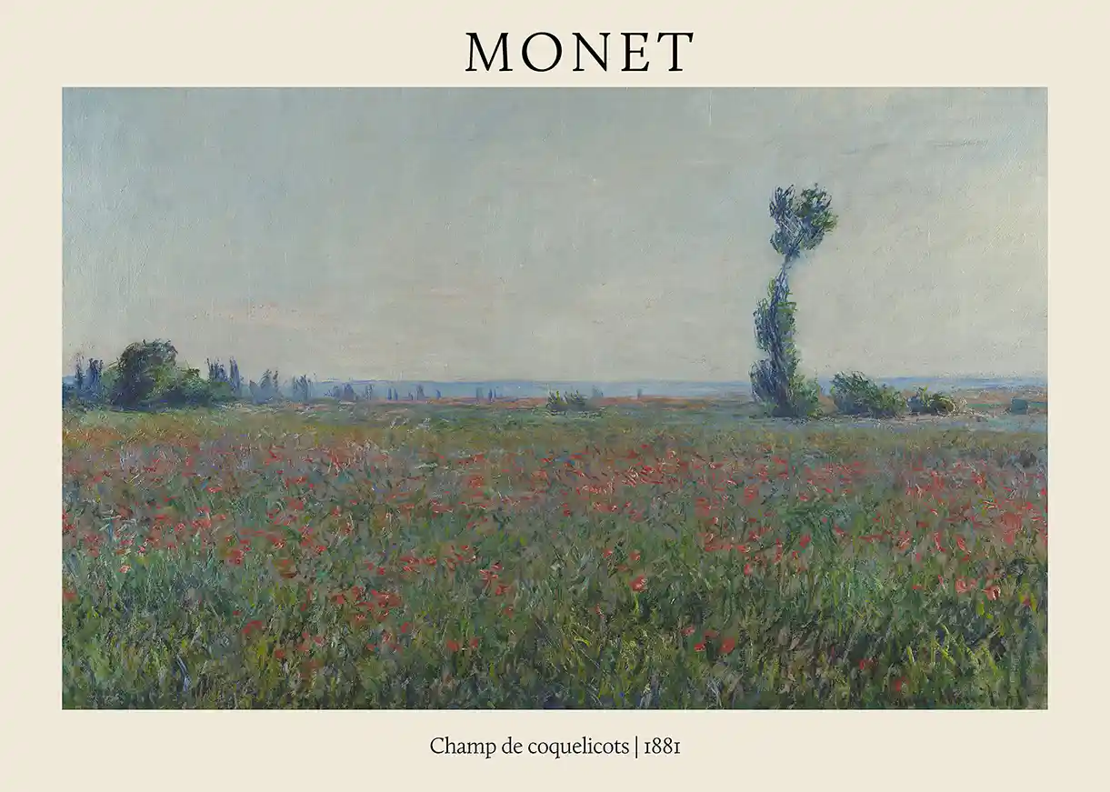 Claude Monet Poppy Field (Champ de coquelicots) 1881 Impressionist Poster